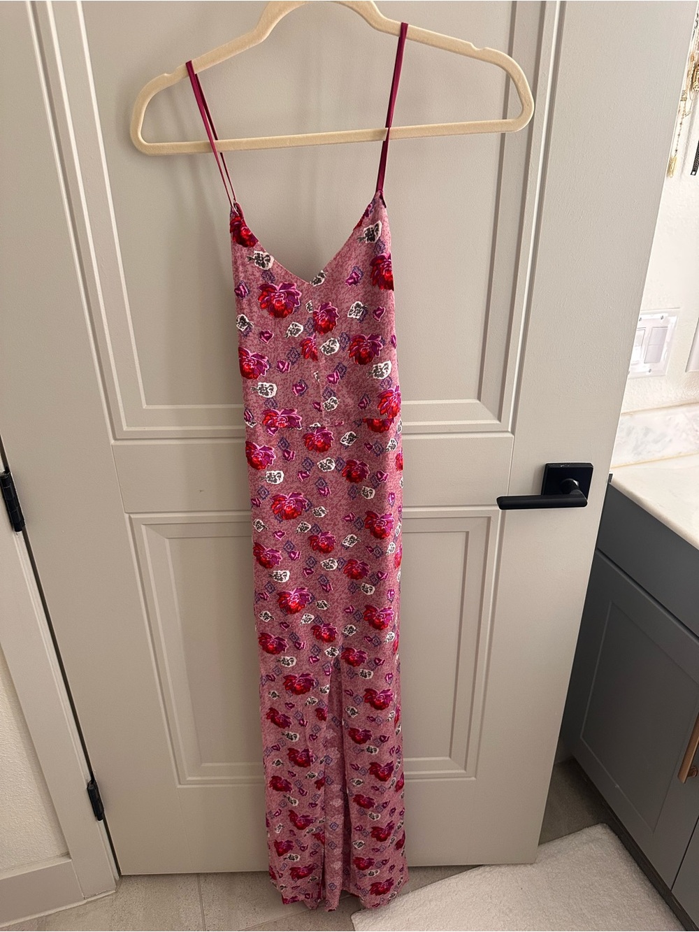For Love & Lemons Pink Floral Slip Maxi Dress